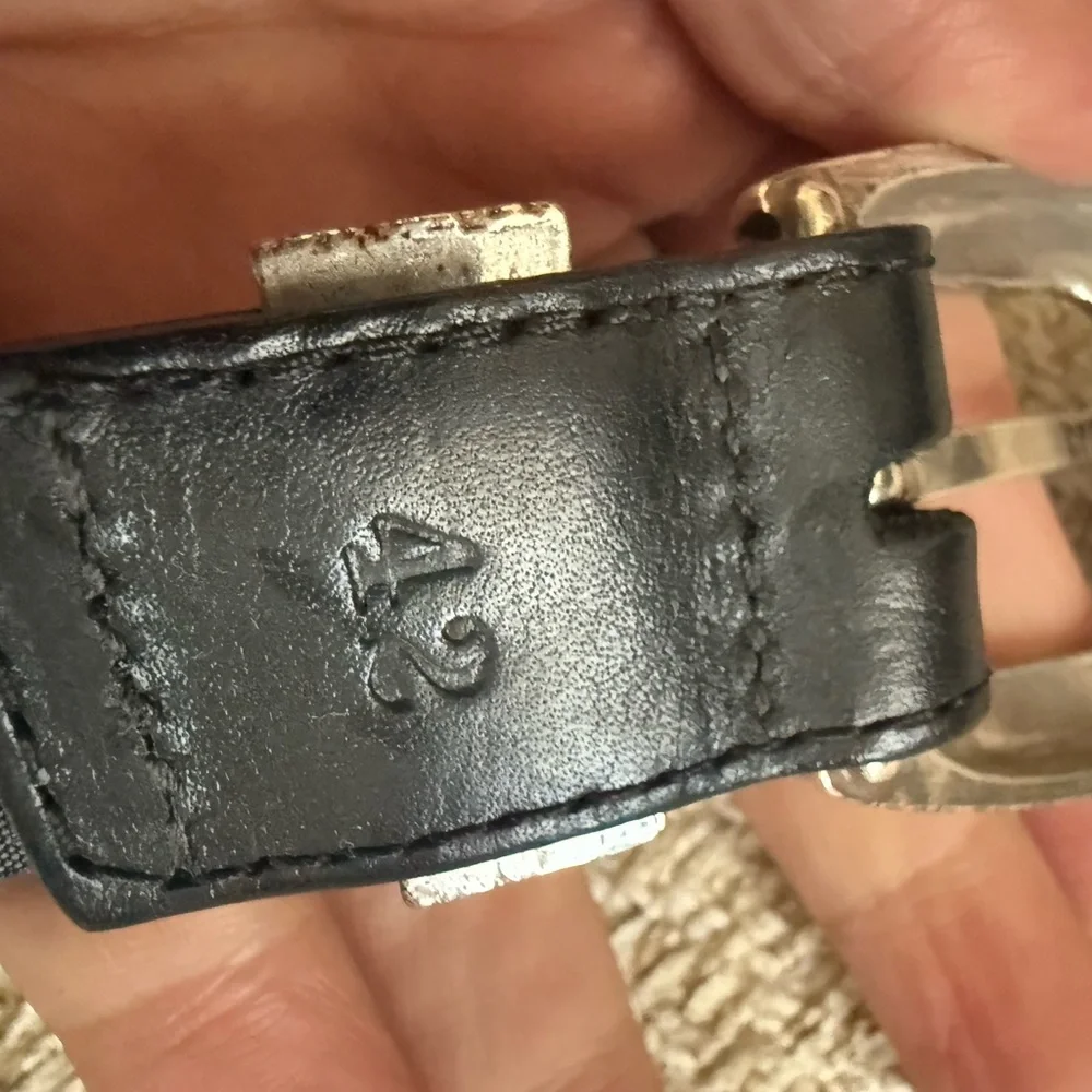 Vintage Onyx Brighton golf detail. Braided Black Leather Belt